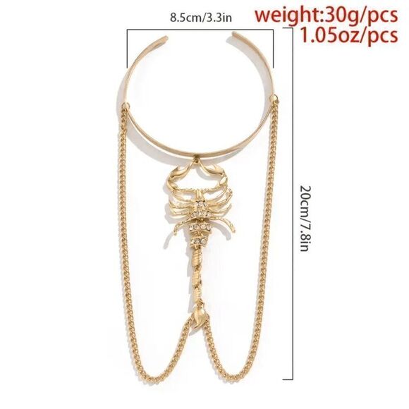 Scorpion & Chain Diamond Decor Arm Cuff - Picture 4 of 5